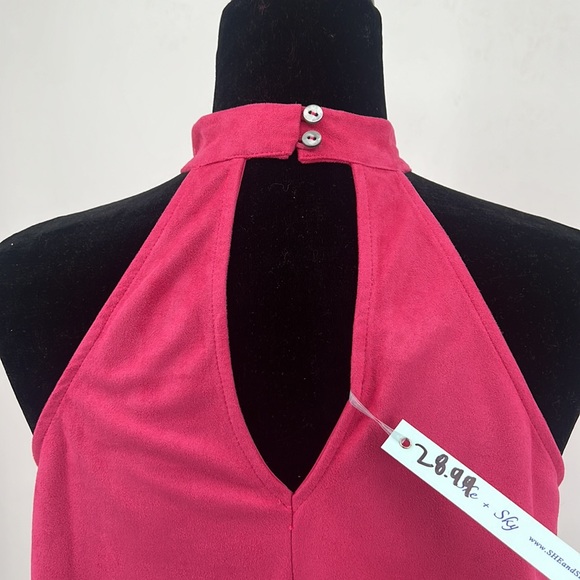 She and Sky NWT Microsuede Pink Halter Top sz. Small - Picture 6 of 12